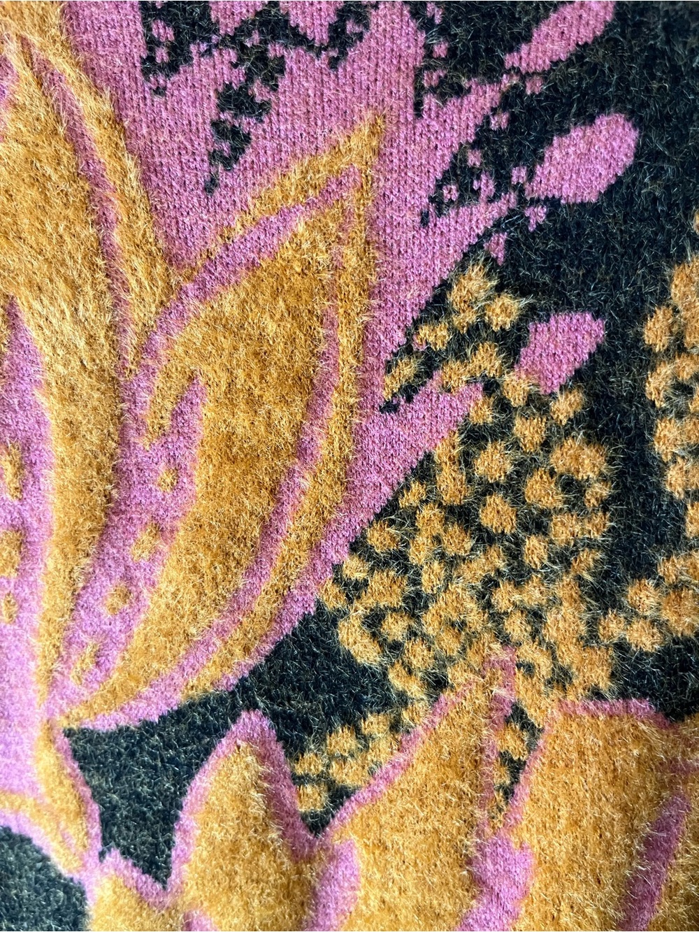 Soft & Cozy Rachel Zoe Floral Turtleneck Sweater in Brown, Mustard & Pink - Picture 4 of 6